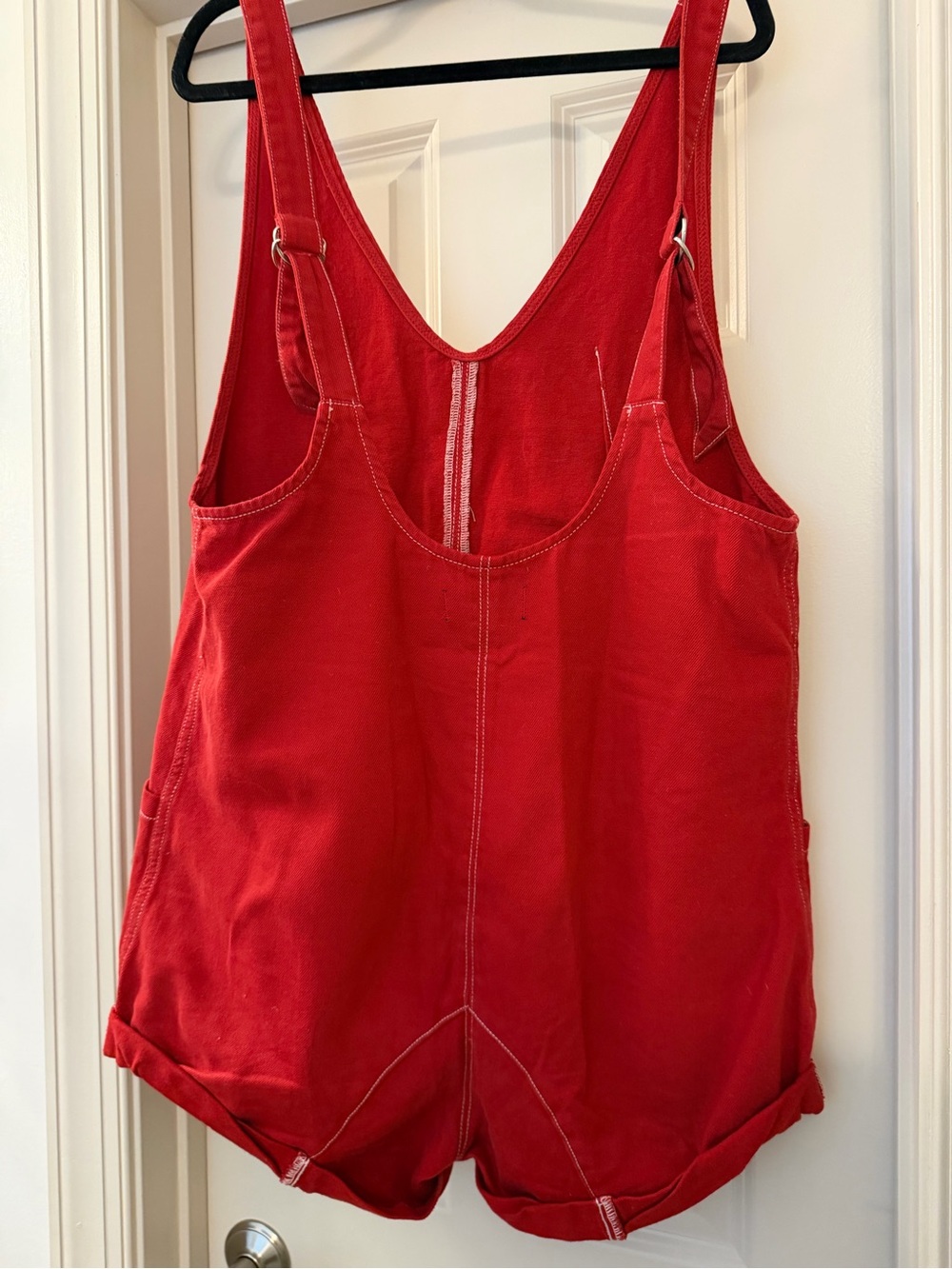 We The Free Heart Eyes Red Denim High Roller Shortall - Picture 3 of 4